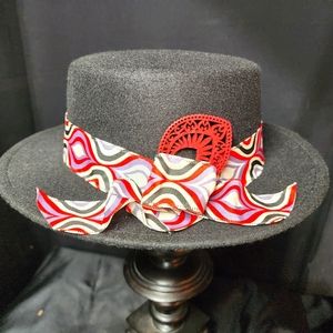 Black decorated hat